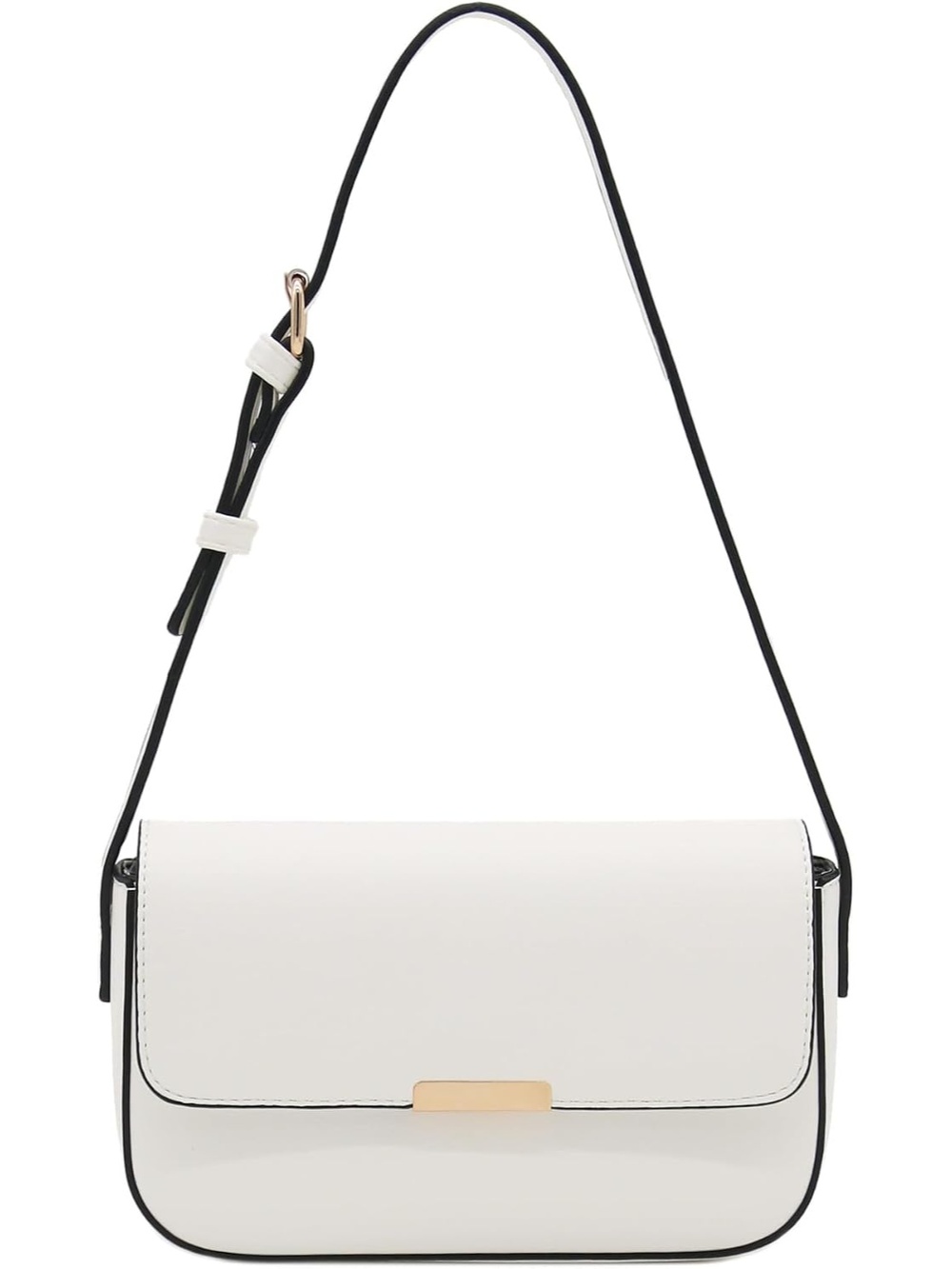 〽️ Women's White Mini Rectangular Flap Purse Underarm Shoulder Bag